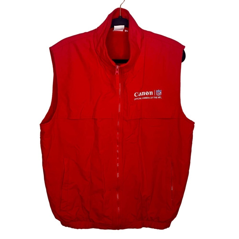 Canon Photography NFL Red Zip Up Sleeveless Zip Up Vest Jacket Size Medium